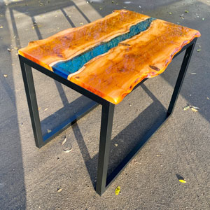 Yew & Clear Blue 2-Seater Dining Table