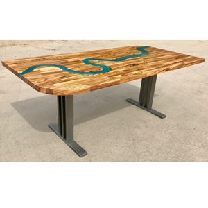 Zebrano & Blue Resin River Dining Table (SOLD)